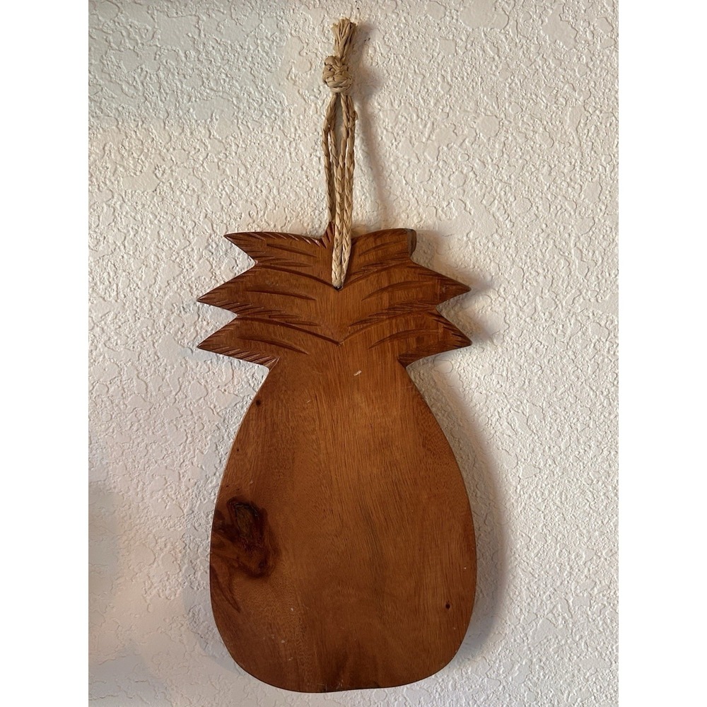 Pineapple Shaped Wooden Cutting Board MCM WOOD FRUIT SHAPE PLAQUE chopping block - Picture 2 of 8